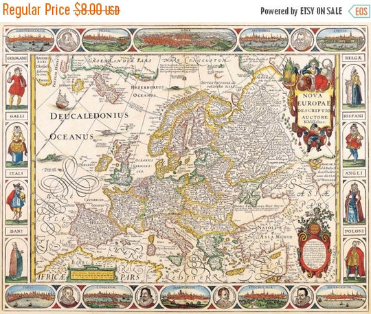 Old Map Europe 1658 - 496 x 390 stitches - Cross Stitch Pattern L666
