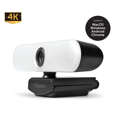 Alurateks LIVE Ultra 4K HD Ring Light Webcam with Dual Stereo Noise Cancelling Mics