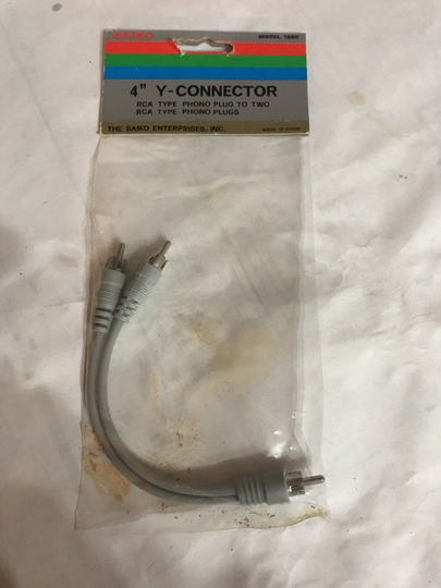4" Y- Connectors RCA TYPE Phono Plug TO Two Model 1982 Ships N 24h