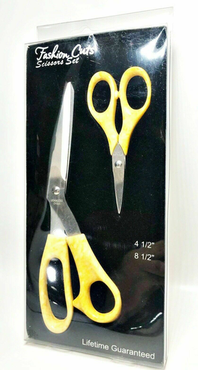 Allary #5260 Fashion Cuts Scissors Set, 4.5" & 8.5", Yellow