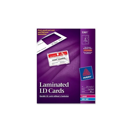 Avery® Self-Laminating ID Cards, 2" x 3-1/4" , 30 Cards (5361)