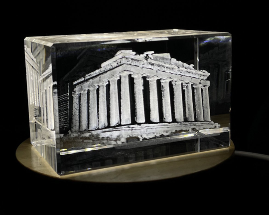 Acropolis 3D Engraved Crystal Keepsake Souvenir