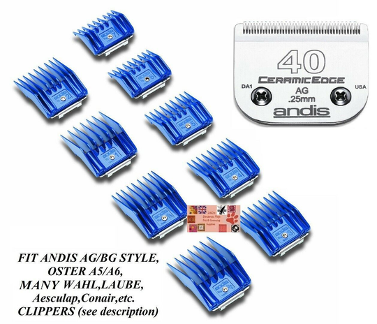 ANDIS 9 Guide ATTACHMENT COMB&CeramicEdge 40 BLADE SET Fit Wahl KM5 KM10 Clipper