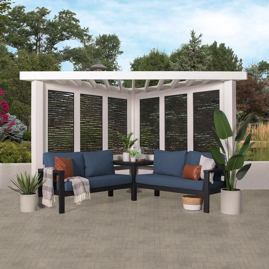 Backyard Discovery Ridgedale Modern Steel Cabana Pergola with Conversation Seating (Spectrum Indigo) Assembled