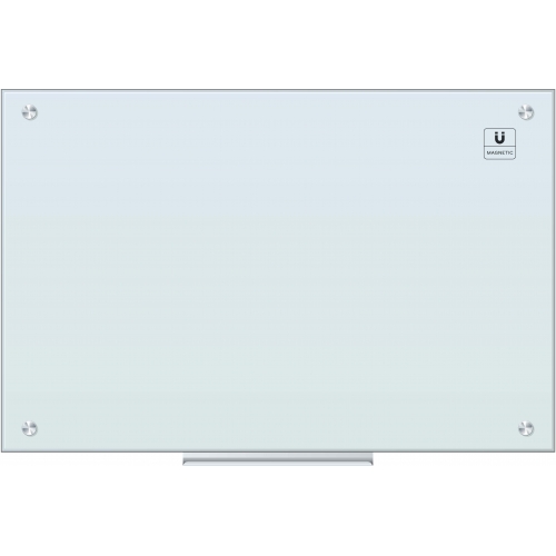 U Brands Magnetic Glass Dry Erase Board, 36 x 24 Inches, White Frosted Surface, Frameless