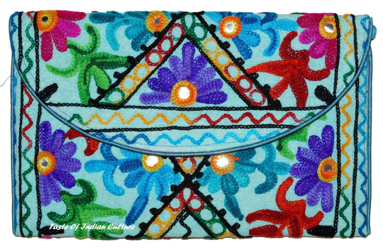 Femmes Designer Envelop Brodé Fait à la Main Pochette / Bride / Sac à Turquois