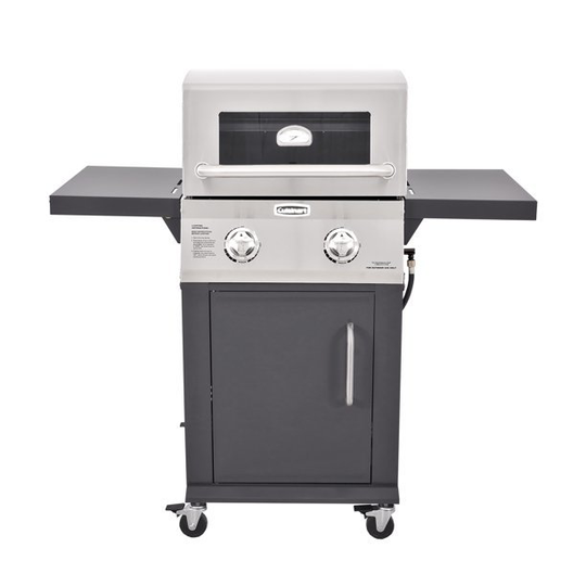 Cuisinart Two Burner Propane Gas Grill with Stainless Foldable Side Tables