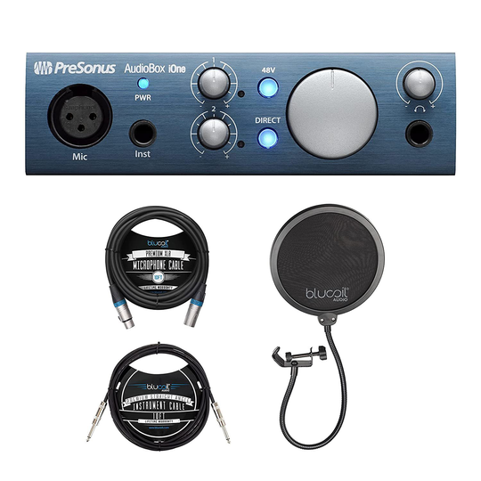 PreSonus AudioBox iOne 2x2 USB/iPad Audio Interface for Mac, Windows, iOS Bundle