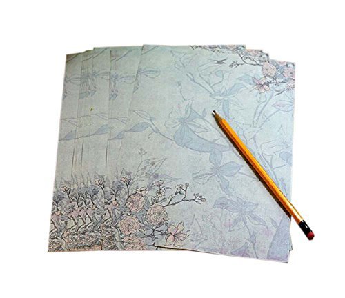 16Pcs Retro Rose Flower Kraft Paper Stationery Calligraphy Writing Papers