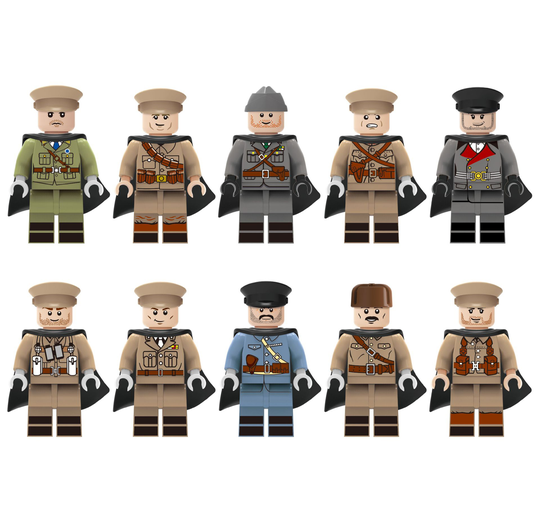 WW2 Periods 10 Countries Officers Collections Minifigure Building Blocks Toys