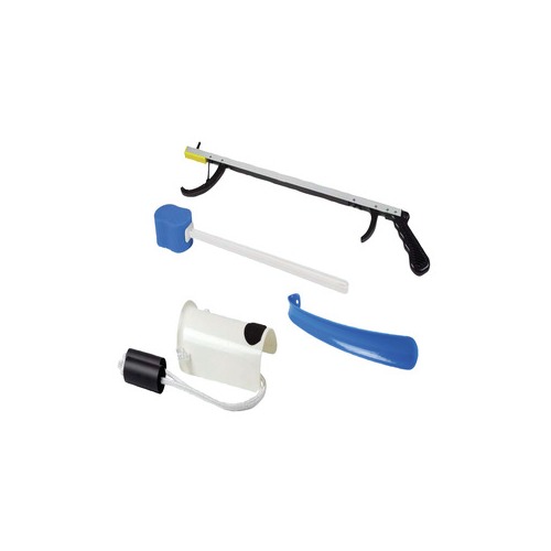 Hip Kit #1: 32" reacher, contoured sponge, sock and stocking aid, 18" plastic shoehorn