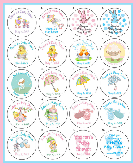 Baby Shower 2" Round Custom Labels - 20 per sheet