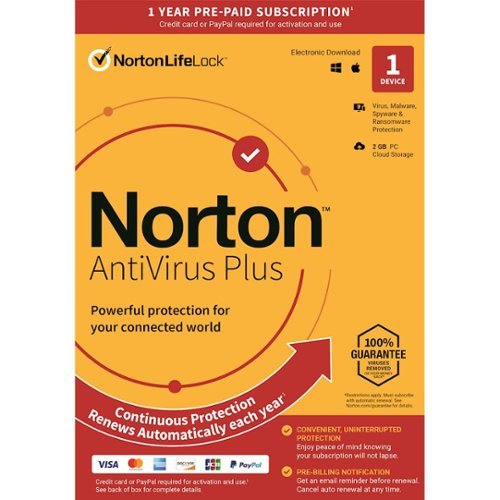Norton - AntiVirus Plus (1-Device) (1-Year Subscription with Auto Renewal) - Android, Mac OS, Windows, Apple iOS