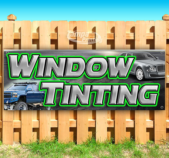 WINDOW TINTING Advertising Vinyl Banner Flag Sign USA MANY SIZES 18" 24" 36" 52"