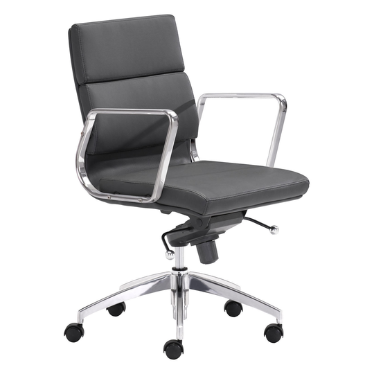 Director Lo-Back Leatherette Office Chair, Black