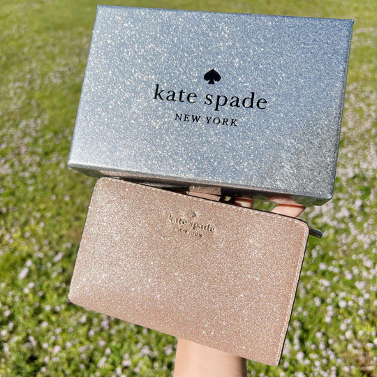 Kate Spade Giftable Shimmy Boxed Medium Compact Bifold Rose Gold Wallet