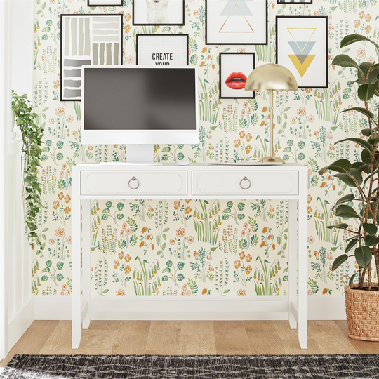 Her Majesty White 2 Drawer Writing Desk