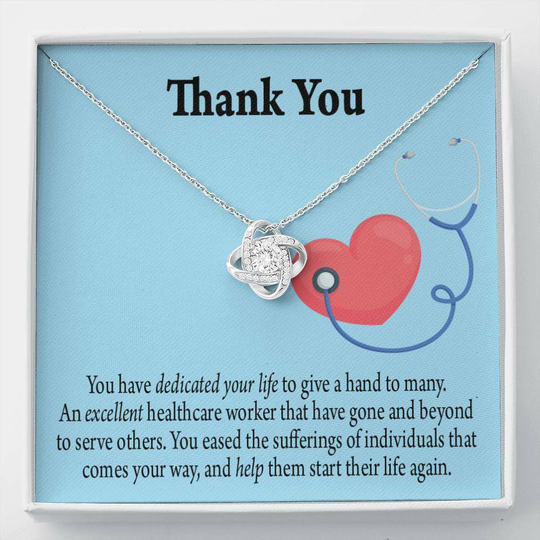 Superbes Soins Infirmière Cadeau Amour Pendentif Noeud Collier Appréciation Gi
