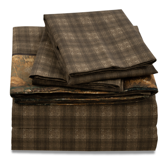 Blue Ridge Trading Whitetail Birch Sheet Set Duck Weave 144 Thread Count