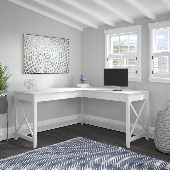 White L-Shaped Desk - Key West