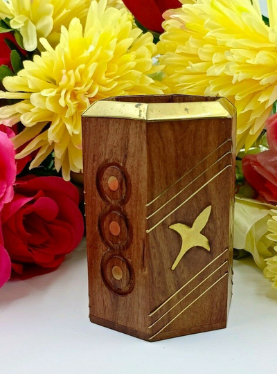 Handmade Wooden Pen Stand Pencil Holder For Office Uses or makeup brush holder