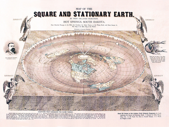 Flat Earth Map - Square and Stationary Earth Orlando Ferguson- Poster 24 x 18