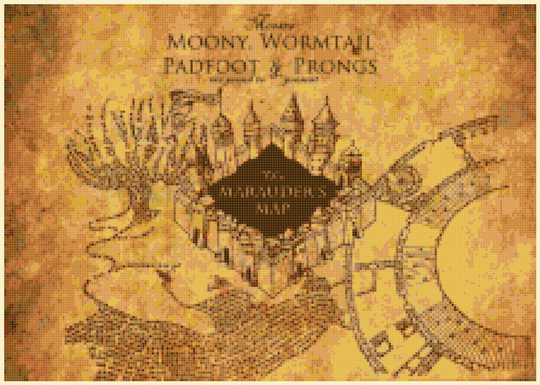 counted Cross Stitch Pattern potter marauder's map 220x156 stitches BN1320