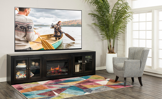 Avery Loft 97" Ghost Black Fireplace TV Stand