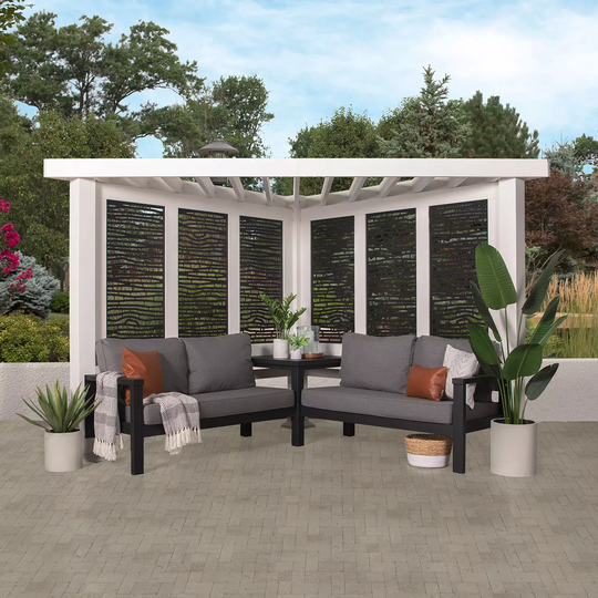 Backyard Discovery Ridgedale Modern Steel Cabana Pergola with Conversation Seating (Cast Slate) DIY