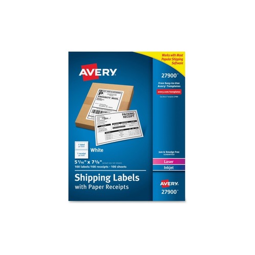 Avery Shipping Labels with Receipt, 5-1/16