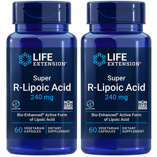Super R-Lipoic Acid 240mg Bio-Enhanced Act. Lipoic Acid 2X60 Caps Life Extension