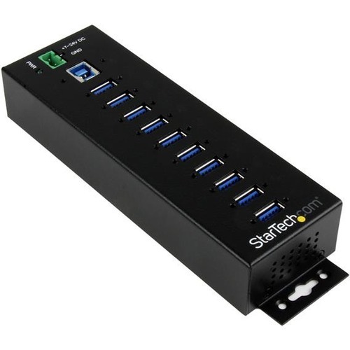 StarTech.com 10-Port Industrial USB 3.0 Hub with External Power Adapter - ESD & 350W Surge Protection (HB30A10AME)