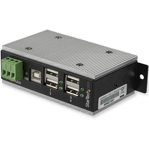 StarTech.com 4 Port Industrial USB Hub - USB 2.0 - 15kV ESD Protection - Surface Mount or DIN Rail Rackmount USB Hub - Metal Housing