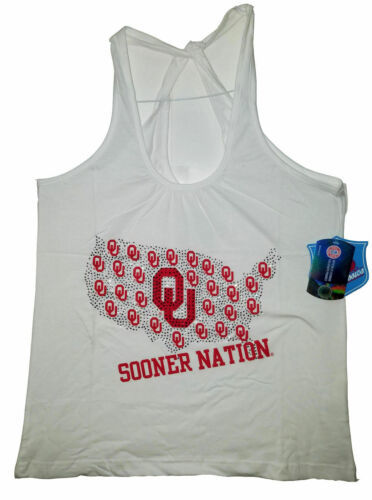 Oklahoma Sooners Débardeur Avec Bling & Plus Tôt Nation Graphique, Blanc, Petit
