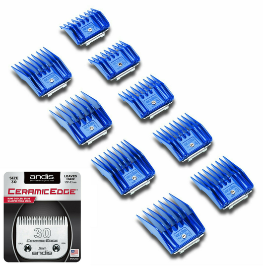 ANDIS 9 Guide ATTACHMENT COMB&CeramicEdge 30 BLADE SET Fit AGC,DBLC,SMC Clipper