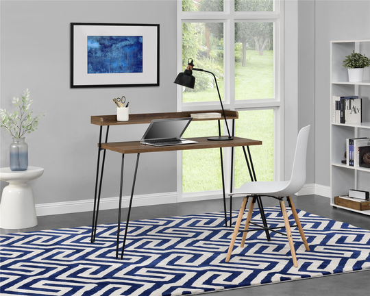 Haven Walnut Retro Computer Desk with Riser