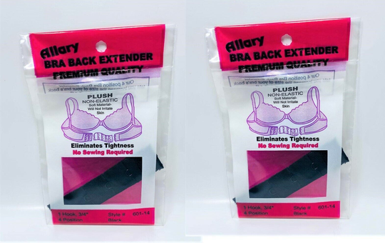 Lot De 2 Femme Soutien-Gorge Arrière Extension Bracelet 1 Crochet, 1.9cm - Noir