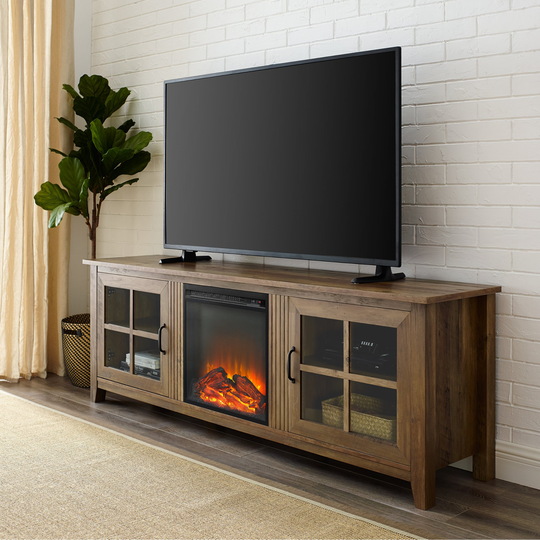 Fallon Rustic Oak 70" Fireplace TV Stand