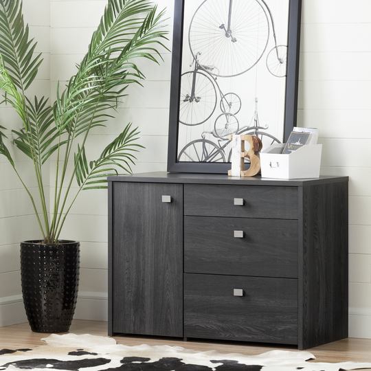 Gray Oak Storage Unit with File Drawer - Interface
