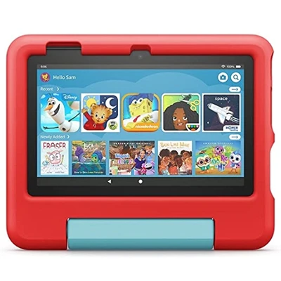 Amazon All-new Fire 7 Kids tablet, 7" display, ages 3-7, 16 GB, (2022 release), Red