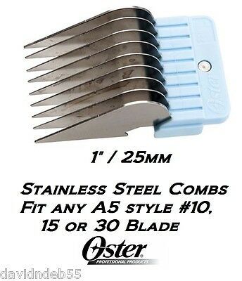 OSTER STAINLESS STEEL ATTACHMENT 1" COMB Fit A5,Andis AGC SMC DBLC MBG Clipper