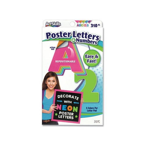 Neon Color Poster Letters and Numbers