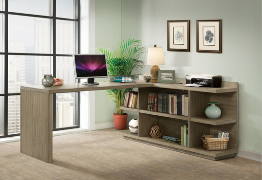 Perspectives Weathered Brown L-Shaped Desk