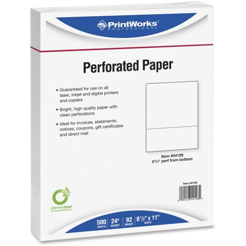 PrintWorks Professional Pre-Perforated Paper for Invoices, Statements, Gift Certificates & More