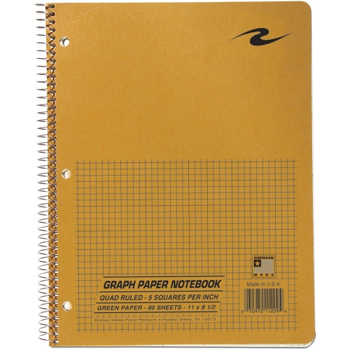 Roaring Spring 5x5 Graph Ruled Spiral Lab Notebook, Brown Kraft Cover, 8.5