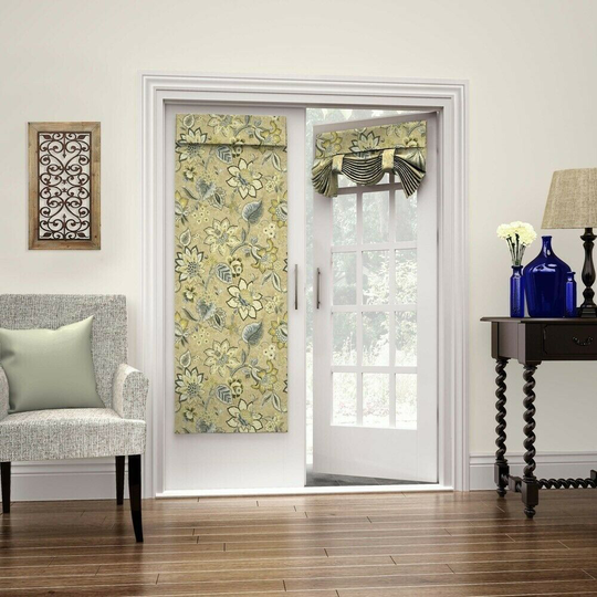 (1 Ct) Waverly Brighton Blossom French Door Panel - Flax - 26" Wide x 68" Long