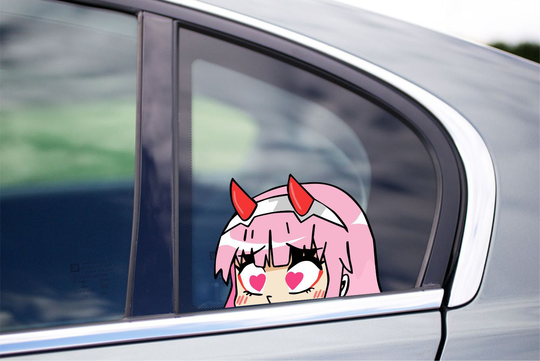 Zero Two Peeker Peeking Window Vinyl Decal Anime Stickers Darling in the Franxx