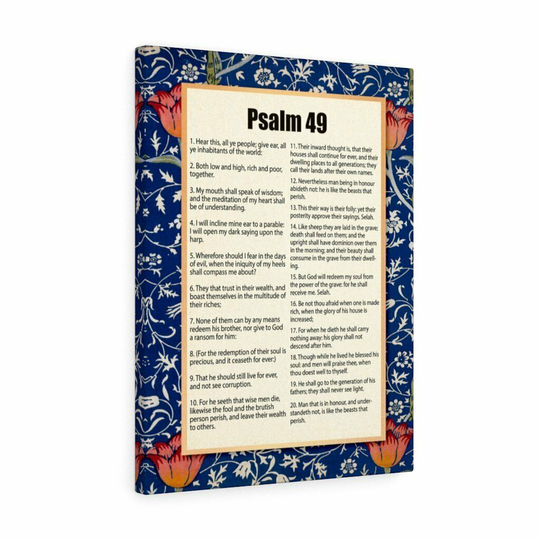 Scripture Toile Richesses Ne VA Pas Last Psaume 49 Chrétien Mur Art Bible Verset