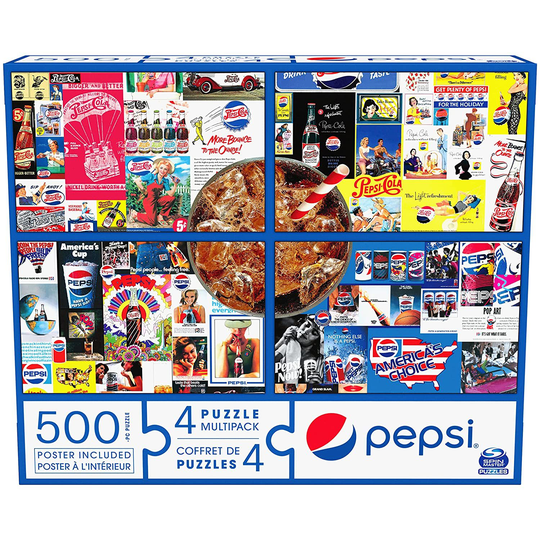 Spin Master Games Pepsi, 4 Puzzle Multipack, 500 Pieces Combine to Form Novelty