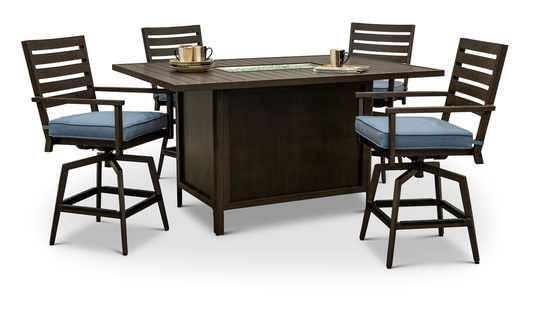 Adeline Modern 5 Piece Patio Fire Pit Dining Set